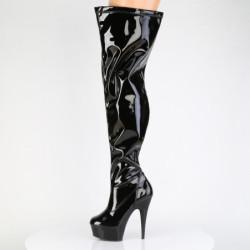 Patent 15 cm thigh high stretch overknee boots wide calf