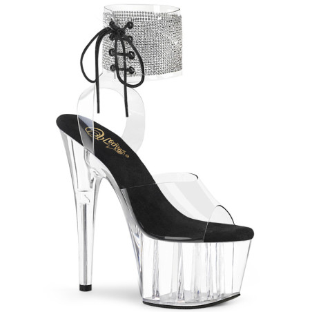 Black 18 cm ADORE-791-2RS transparent platform ankle straps high heels
