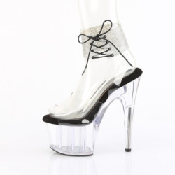 Black 18 cm ADORE-791-2RS transparent platform ankle straps high heels