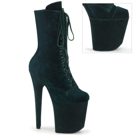 Velvet 20 cm FLAMINGO-1045VEL green heeled boots + protective toe caps