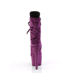 Velvet 18 cm ADORE-1045VEL Purple heeled boots + protective toe caps