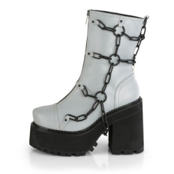 Grigio Vegano 12 cm ASSAULT-66 stivaletti lolita con tacco spesso e plateau