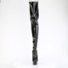 Patent 15 cm DELIGHT-4063 high heeled thigh high boots with lace up
