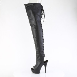 Vegan 15 cm DELIGHT-4019 high heeled lace up thigh high boots