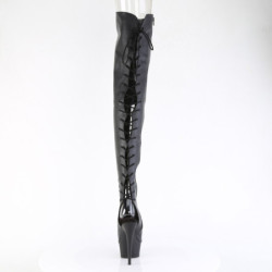Vegan 15 cm DELIGHT-4019 high heeled lace up thigh high boots