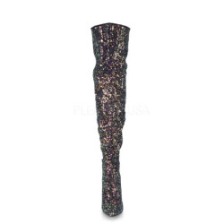 Nero Glitter 13 cm COURTLY-3015 Stivali Alti Pleaser