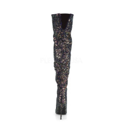 Nero Glitter 13 cm COURTLY-3015 Stivali Alti Pleaser