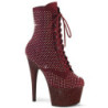 ADORE-1020RM 18 cm pleaser high heels ankle boots strass burgundy
