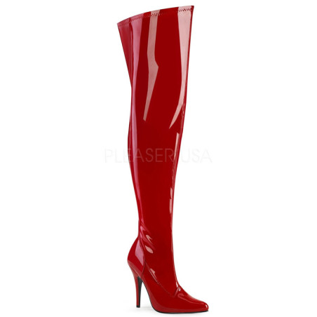 Red 13 cm SEDUCE-3000WC thigh high stretch overknee boots wide calf