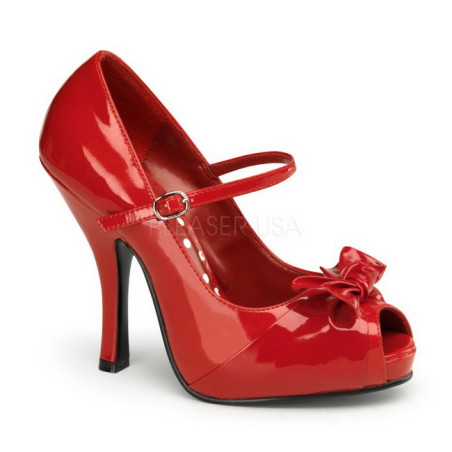 Red Shiny 12 cm vintage CUTIEPIE-08 Platform Pumps Open Toe