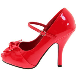 Red Shiny 12 cm vintage CUTIEPIE-08 Platform Pumps Open Toe