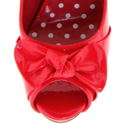 Red Shiny 12 cm vintage CUTIEPIE-08 Platform Pumps Open Toe