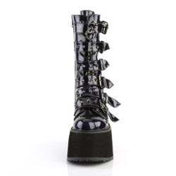 Hologram 9 cm DAMNED-225 emo calf-high buckle boots platform black