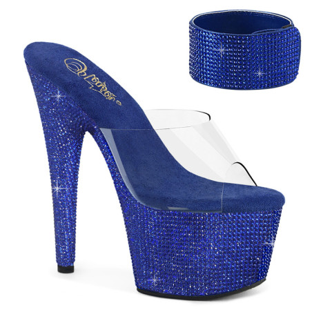 Blue 18 cm 712RS pleaser high heels ankle cuff rhinestone platform