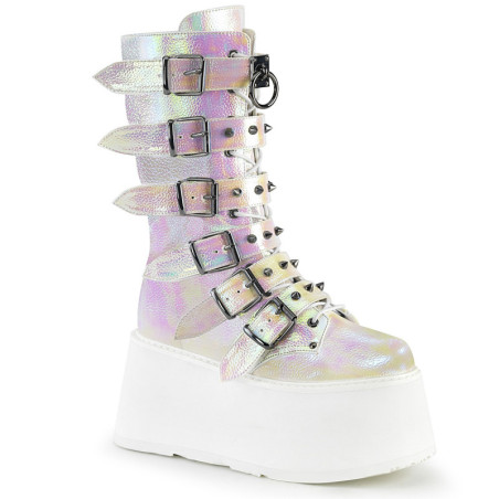 Vegan 9 cm DAMNED-225 emo platform calf-high buckle boots