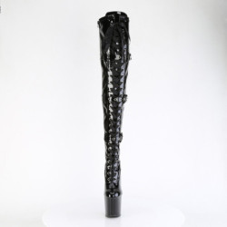 Patent 20 cm CRAZE-3028 Heelless platform overknee boots pony heels black