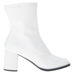 Bianco Ecopelle 7,5 cm GOGO-150 stivaletti alti con tacco spesso stretch