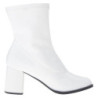 White Leatherette 7,5 cm GOGO-150 stretch block heels ankle boots