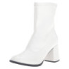 Bianco Ecopelle 7,5 cm GOGO-150 stivaletti alti con tacco spesso stretch