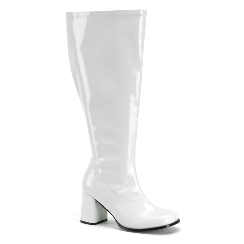 Patent 7,5 cm GOGO-300X knee high women's boots wide calf