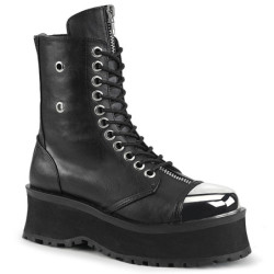 Vegan leather GRAVEDIGGER-10 ankle boots - steel toe combat boots