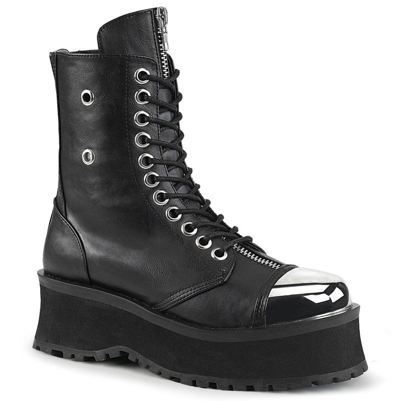 Vegan leather GRAVEDIGGER-10 ankle boots - steel toe combat boots