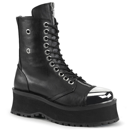 Vegan leather GRAVEDIGGER-10 ankle boots - steel toe combat boots