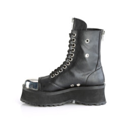 Vegan leather GRAVEDIGGER-10 ankle boots - steel toe combat boots