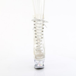 MOON1021C - 18 cm pleaser high heels ankle boots strass transparent