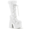 Faux fur trim goth 13 cm womens gothic chunky platform boots white