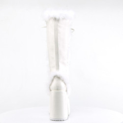 Faux fur trim goth 13 cm womens gothic chunky platform boots white