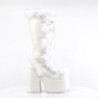 Faux fur trim goth 13 cm womens gothic chunky platform boots white