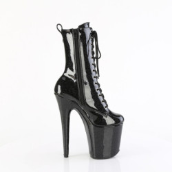 Black glitter 20 cm high heels ankle boots platform