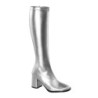 Silver block heel 7,5 cm - 70s years disco gogo kneeboots vinyl