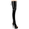 Patent 15 cm DELIGHT-4017 high heeled lace up thigh high boots