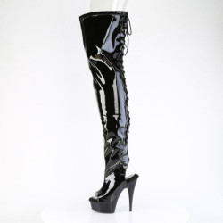 Patent 15 cm DELIGHT-4017 high heeled lace up thigh high boots