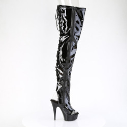 Patent 15 cm DELIGHT-4017 high heeled lace up thigh high boots