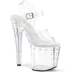 Trasparente sandali pleaser con strass plateau e tacco 19 cm 708RS-02