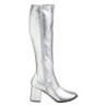 Silver block heel 7,5 cm - 70s years disco gogo kneeboots vinyl