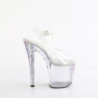 Trasparente sandali pleaser con strass plateau e tacco 19 cm 708RS-02