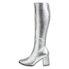 Silver block heel 7,5 cm - 70s years disco gogo kneeboots vinyl