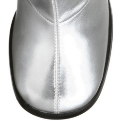 Silver block heel 7,5 cm - 70s years disco gogo kneeboots vinyl