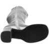 Silver block heel 7,5 cm - 70s years disco gogo kneeboots vinyl