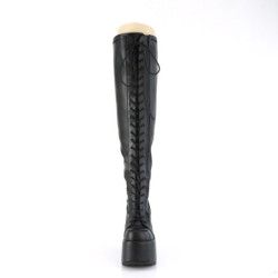 Leatherette 13 cm goth thigh high stretch overknee boots wide calf