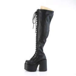Leatherette 13 cm goth thigh high stretch overknee boots wide calf