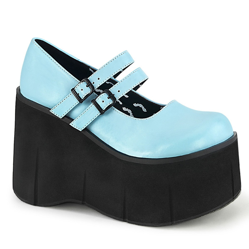 Blu Vegano 11,5 cm DemoniaCult KERA-08 scarpe décolleté mary jane plateau