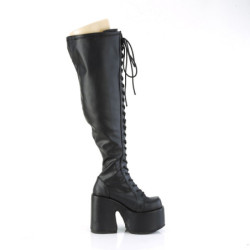 Leatherette 13 cm goth thigh high stretch overknee boots wide calf