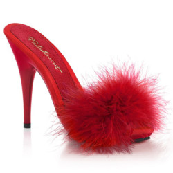 Rosso 13 cm POISE-501F piume di marabu Mules Scarpe