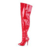 Red 13 cm thigh high stretch overknee boots wide calf for men
