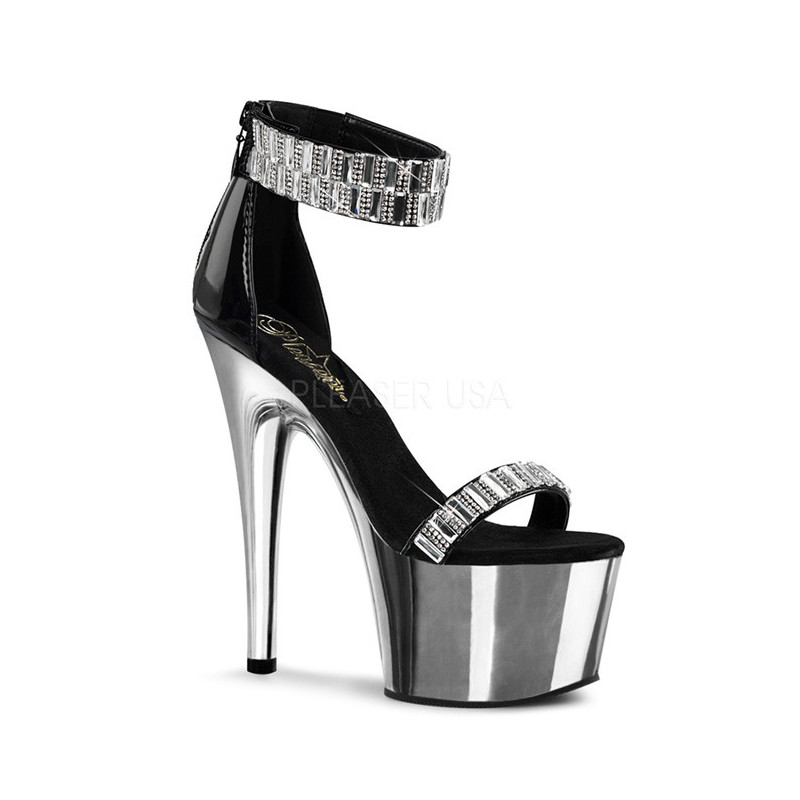 High Heels Glittering Stones 18 cm ADORE-769RS Chrome Platform